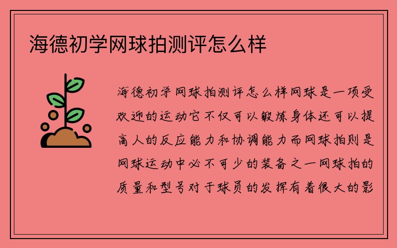 海德初学网球拍测评怎么样