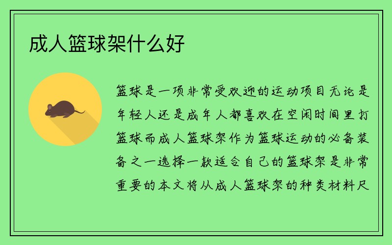 成人篮球架什么好